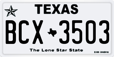 TX license plate BCX3503