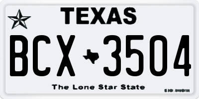 TX license plate BCX3504