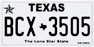 TX license plate BCX3505