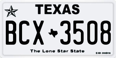 TX license plate BCX3508