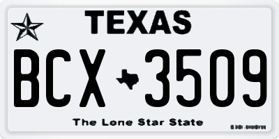 TX license plate BCX3509