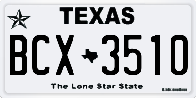 TX license plate BCX3510