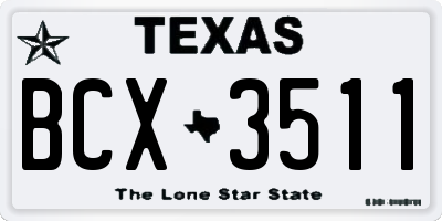 TX license plate BCX3511