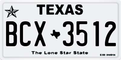 TX license plate BCX3512