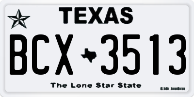 TX license plate BCX3513