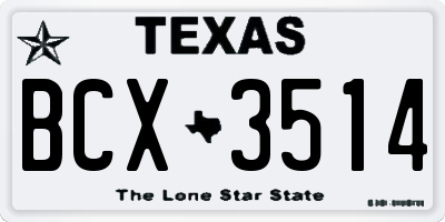 TX license plate BCX3514