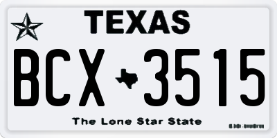 TX license plate BCX3515