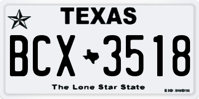 TX license plate BCX3518