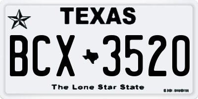 TX license plate BCX3520