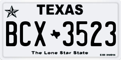 TX license plate BCX3523