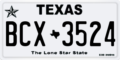 TX license plate BCX3524
