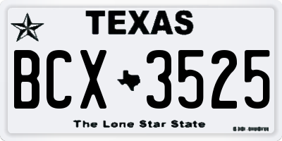 TX license plate BCX3525
