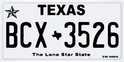 TX license plate BCX3526