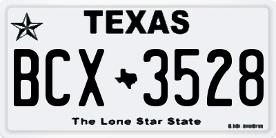 TX license plate BCX3528