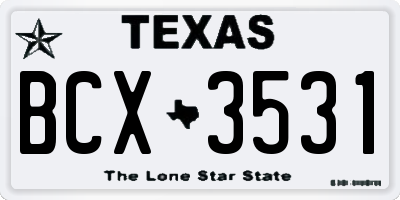 TX license plate BCX3531