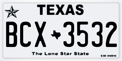 TX license plate BCX3532