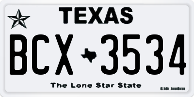 TX license plate BCX3534