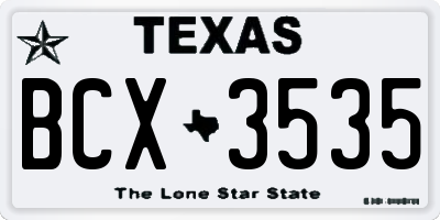 TX license plate BCX3535