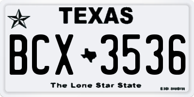 TX license plate BCX3536