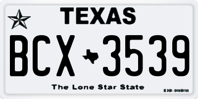 TX license plate BCX3539