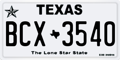 TX license plate BCX3540