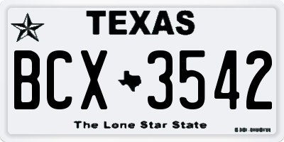 TX license plate BCX3542