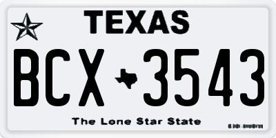TX license plate BCX3543