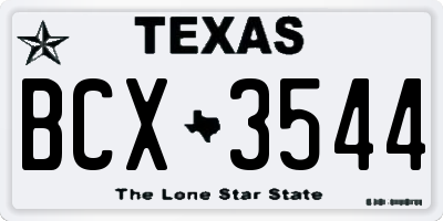 TX license plate BCX3544