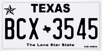 TX license plate BCX3545