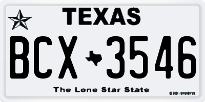 TX license plate BCX3546