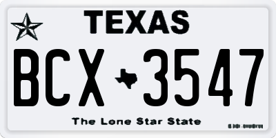 TX license plate BCX3547