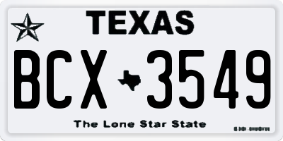 TX license plate BCX3549