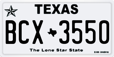 TX license plate BCX3550