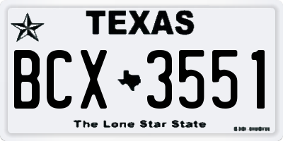 TX license plate BCX3551