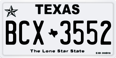 TX license plate BCX3552