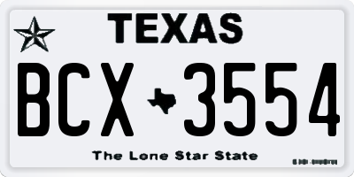 TX license plate BCX3554