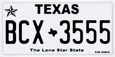 TX license plate BCX3555