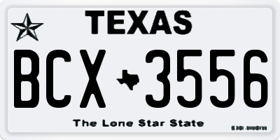 TX license plate BCX3556