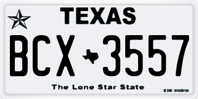 TX license plate BCX3557