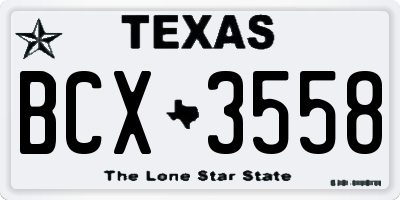 TX license plate BCX3558