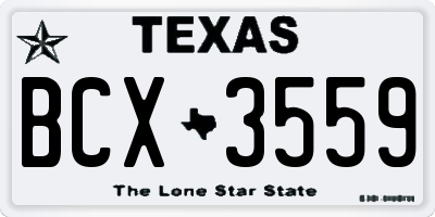 TX license plate BCX3559