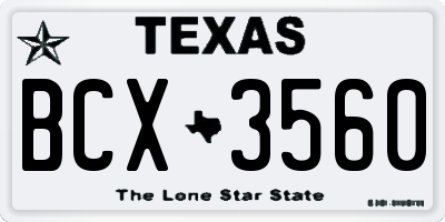 TX license plate BCX3560