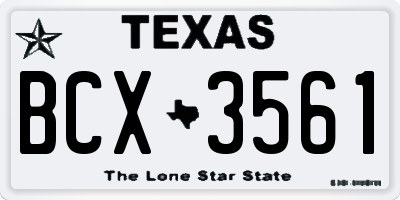 TX license plate BCX3561