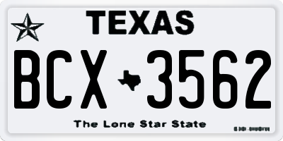 TX license plate BCX3562
