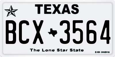 TX license plate BCX3564