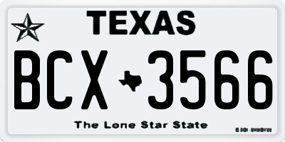 TX license plate BCX3566
