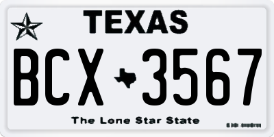 TX license plate BCX3567