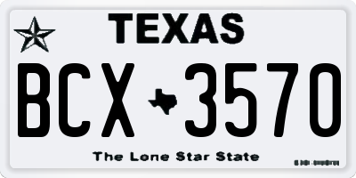 TX license plate BCX3570