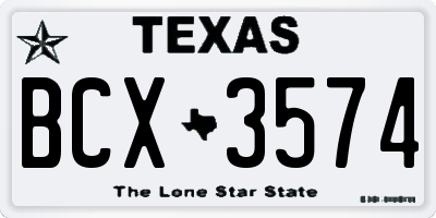 TX license plate BCX3574