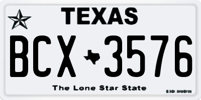 TX license plate BCX3576